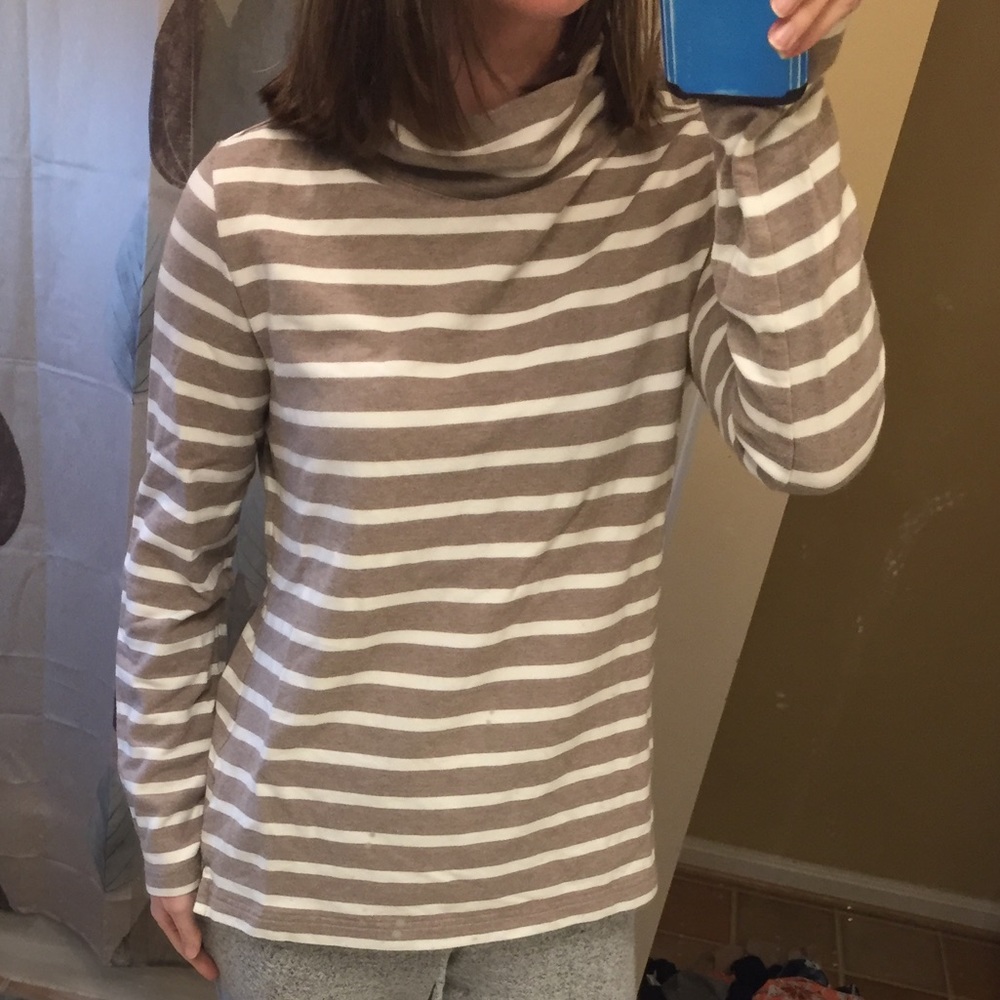 Lands End striped mock neck sweater S
